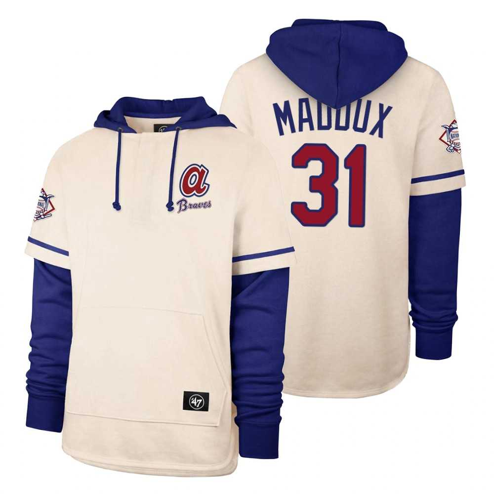 Men Atlanta Braves 31 Maddux Cream 2021 Pullover Hoodie MLB Jersey Men Atlanta Braves 31 Maddux Cream 2021 Pullover Hoodie MLB Jersey